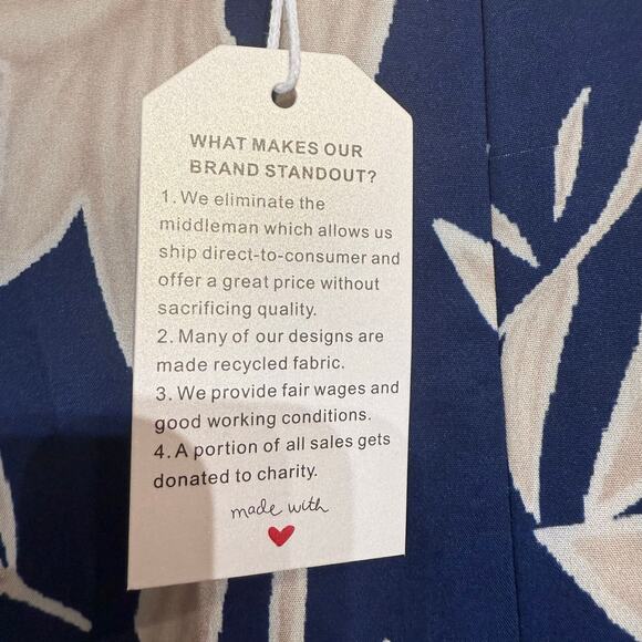 Made With Love Navy Floral Cold Shoulder Wide Leg Jumpsuit Sz M NWT - Picture 8 of 14